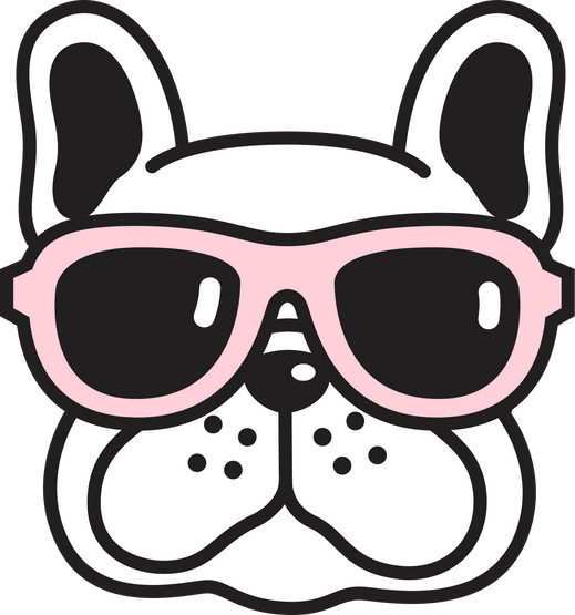 Dog French Bulldog Sunglasses Cartoon Character Icon Head Face Pet Isolated White